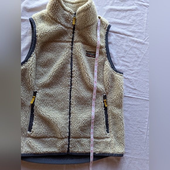 L.L. Bean Sherpa Deep Pile Fleece Men's Vest Medium Full Zip Ivory - Picture 8 of 11